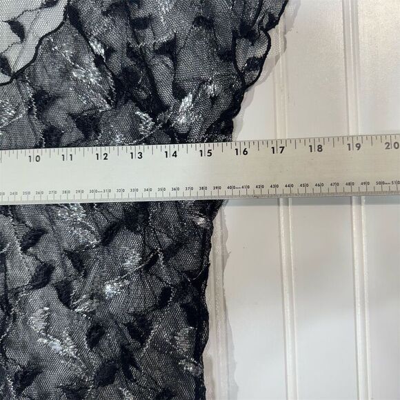 Alvoru Black Sheer Glitter Mesh Floral Tee USA Made Y2K Festival Top S Fairycore - Picture 4 of 7